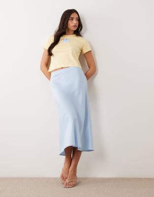 Y.a.s. Satin Midi Skirt In Blue