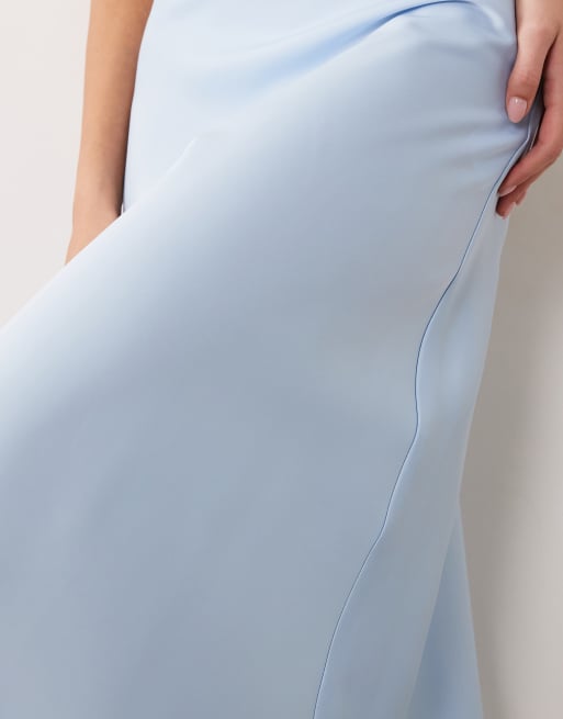 YAS satin midi skirt in light blue, 4 of 5