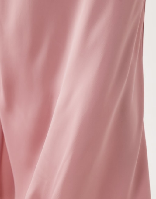 YAS satin midi skirt in lilas pink, 4 of 5
