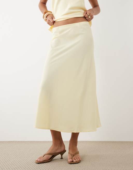 YAS satin midi skirt in pastel yellow (part of a set), 2 of 5