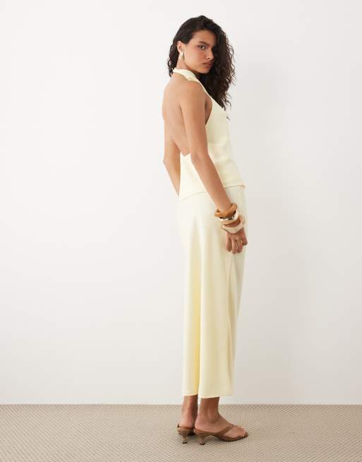 YAS satin midi skirt in pastel yellow (part of a set), 5 of 5