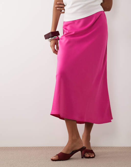 YAS – Satin-Midirock in Knallpink, 2 von 5