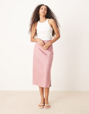 YAS - Satin-Midirock in Lila-Rosa