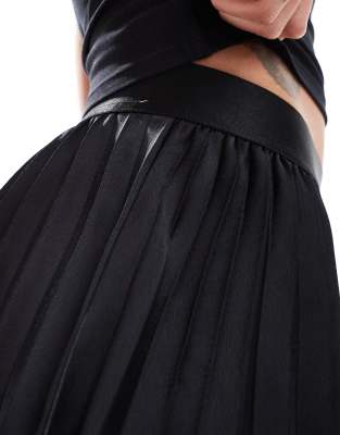 Y.a.s. Satin Pleated Mini Skirt In Black