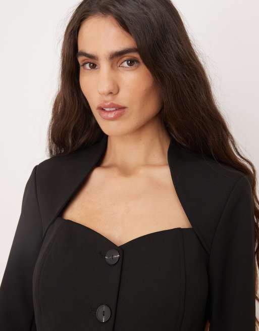 YAS sculpted tailored blazer co-ord in black, 4 of 4