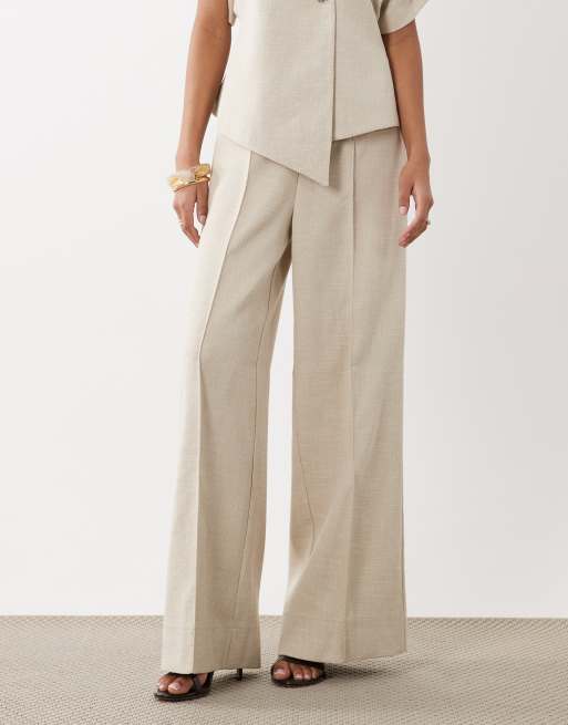 YAS seam front tailored pants in oatmeal (part of a set), 2 of 5