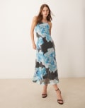 [YAS] YAS sequin cami maxi dress in oversized blue floral M Methyl Blue