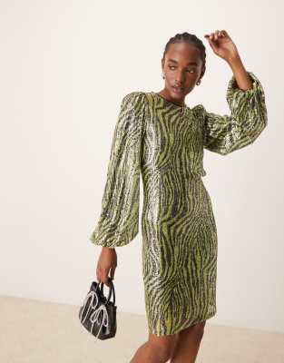 Y.a.s. Sequin Mini Dress In Green