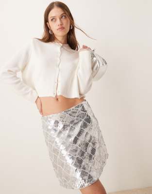 Y.a.s. Sequin Wave Mini Skirt In Silver