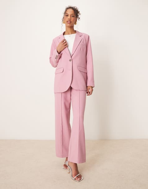 YAS – Set in Fliederrosa bestehend aus Oversize-Blazer mit Knöpfen in Schildpatt-Optik und Hose mit weitem Bein - view 1