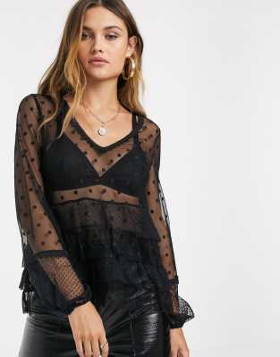 v neck sheer top