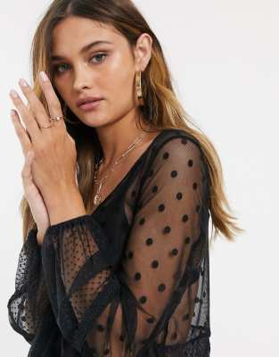 v neck sheer top