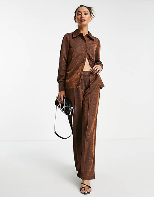 Y.A.S shimmer shirt co-ord in copper