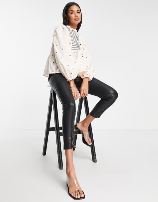 Y.A.S shirred blouse in cream heart print, 4 of 4