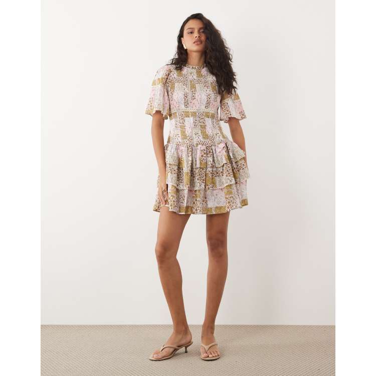 tiny floral shirred short ruffle mini dress MUGUOY Tiny Floral Shirred Short Ruffle Mini DressRomantic V-Neck Long  Sleeve Mini Dress A-line for Women (2XL, Red) : Amazon.ca: Clothing, Shoes  & Accessories