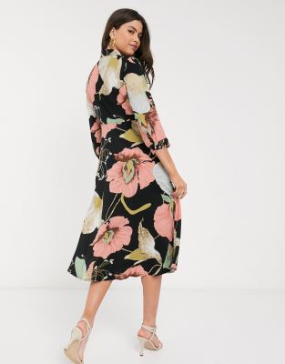 floral shirt midi dress