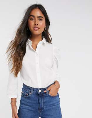 White shirt discount with puffy shoulders