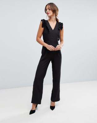 Y.A.S shoulder detail jumpsuit-Black