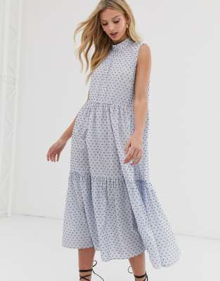 sleeveless high neck midi dress