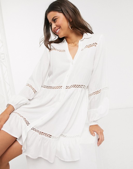Y.A.S smock dress with cut out detail in white