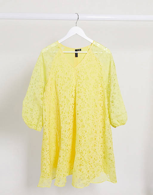 Y.A.S smock dress with puff sleeves in yellow floral