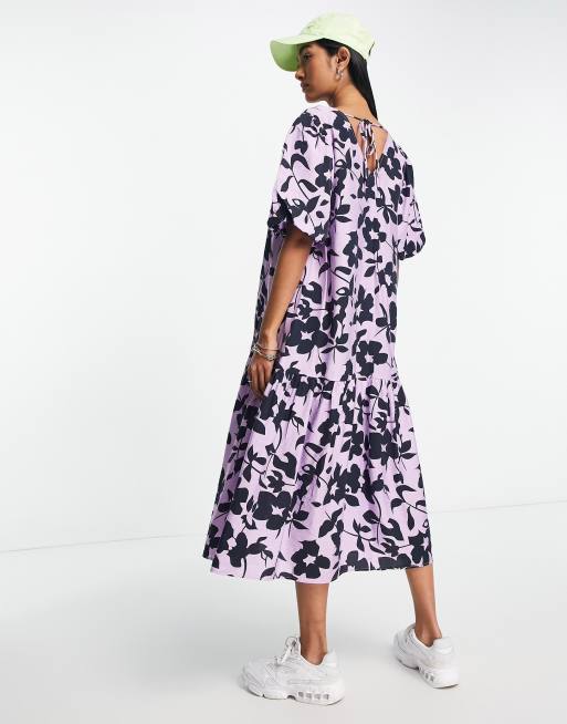 Y.A.S smock midi dress in bold floral