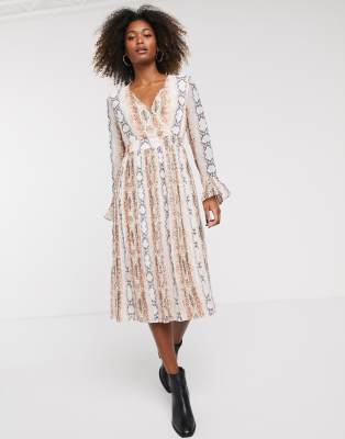 snake print smock dress