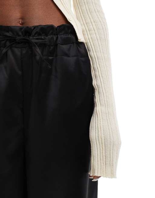 Y.A.S. - Sorte satinbukser med vide ben og bindebånd i taljen, 5 af 5