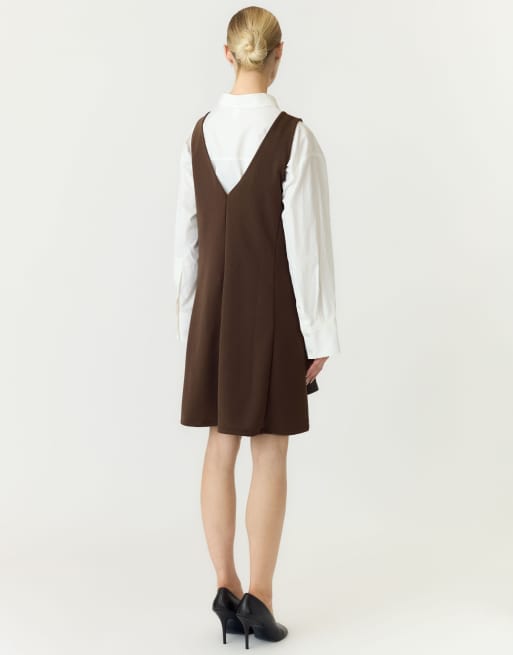 YAS Spencer dress in chocolate brown, 2 of 7