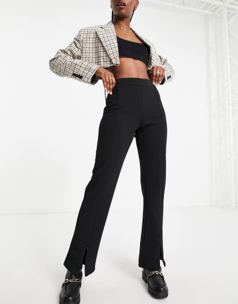 Pull&Bear high waisted tailored straight leg trouser in brown