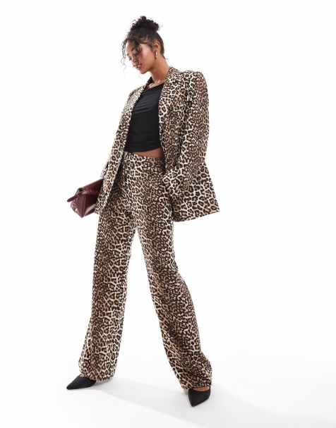YAS high waisted flare trouser co-ord in leopard print - MULTI
