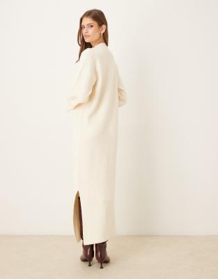 Y.a.s. Stand Neck Knit Maxi Dress In White