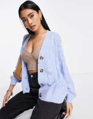 Y.A.S. Stremla knit detail cardigan in blue - ASOS Price Checker