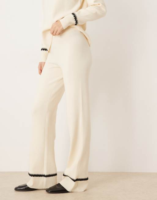 YAS – Strickhose in Creme mit kontrastierendem Besatz, Kombiteil, 5 von 5