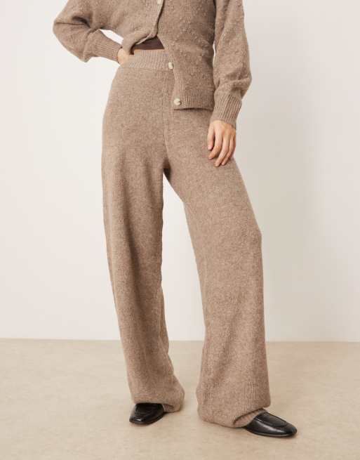 YAS – Strickhose in Hellbraun mit weitem Bein, Kombiteil, 3 von 5