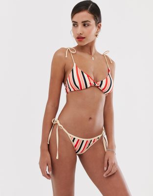 Y.A.S Stripe high leg bikini bottom-Multi