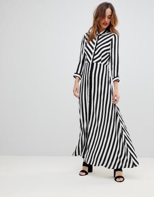 maxi striped shirt dress