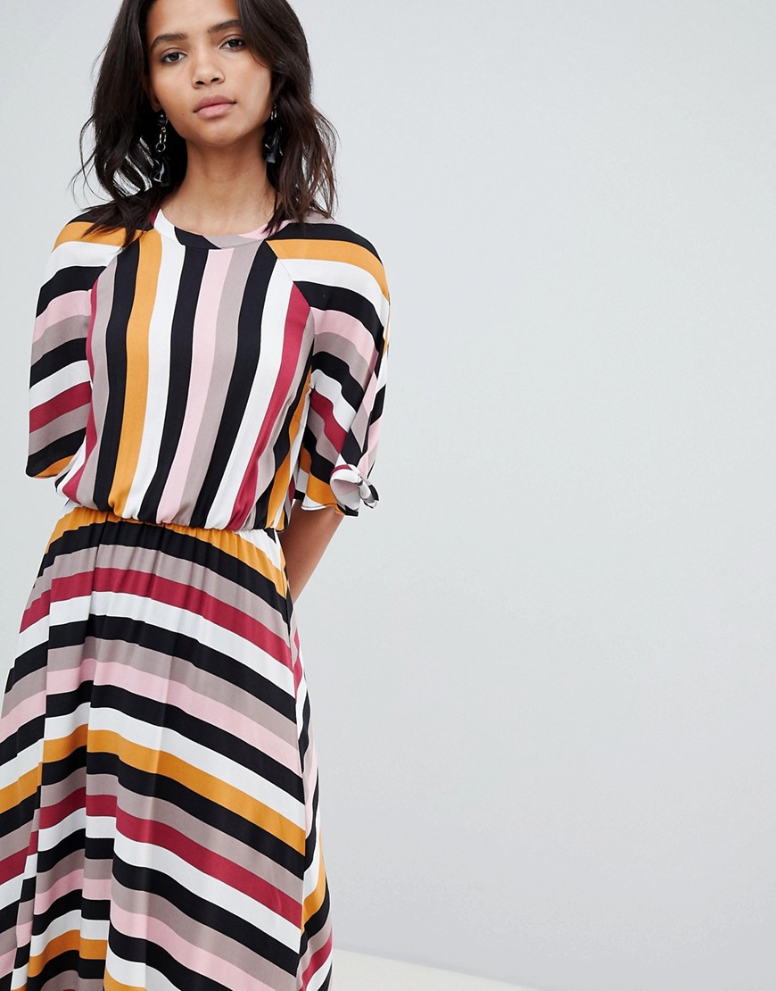 Y.A.S stripe midaxi dress with asymmetric hem-Multi