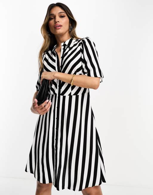 Black and white striped hotsell shirt dress