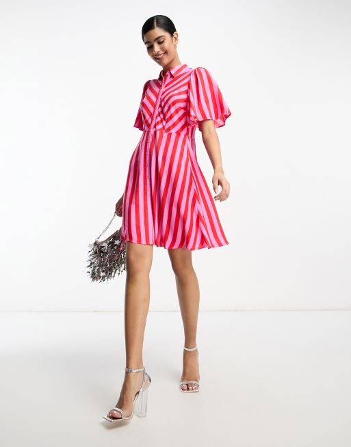 Red and sale pink stripe dress