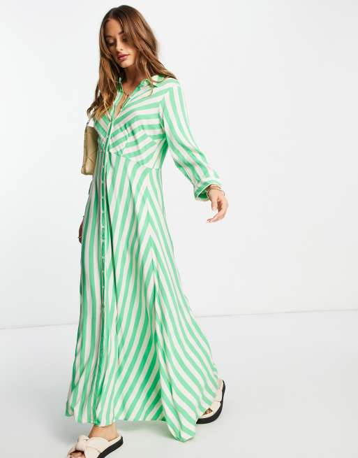 Green striped maxi on sale dress