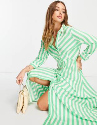 striped maxi shirt dress