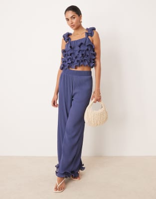 Y.a.s. Structured Frill Top In Blue