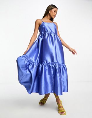 Y.A.S structured prom midi dress in blue