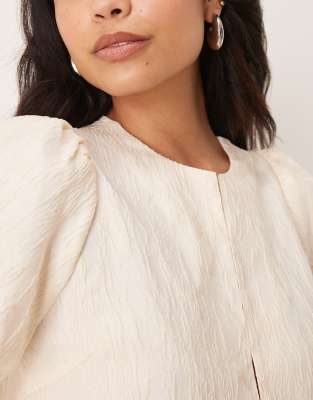 Y.a.s. Structured Puff Sleeve Jacquard Top In White