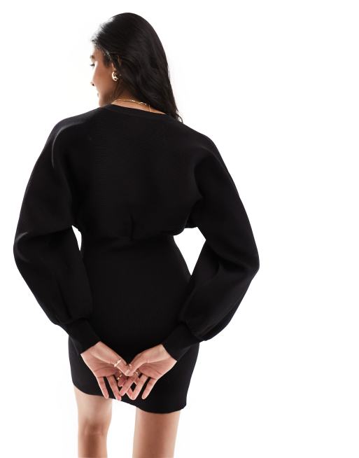 Y.A.S structured ribbed knit sweater dress in black | ASOS