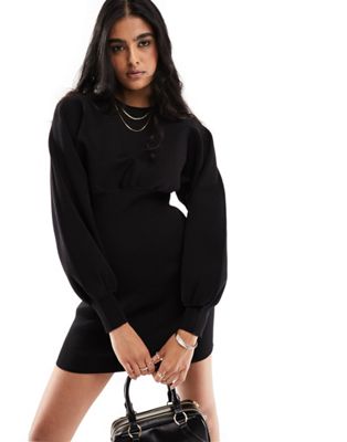Y.A.S structured ribbed knitted jumper dress in black