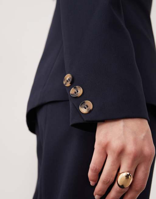 YAS structured tailored square neck blazer in navy (Part of a set), 3 of 4