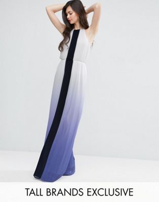 pleated ombre maxi dress