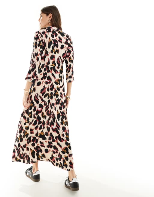 YAS – Sukienka koszulowa maxi w cętki, 4 z 4